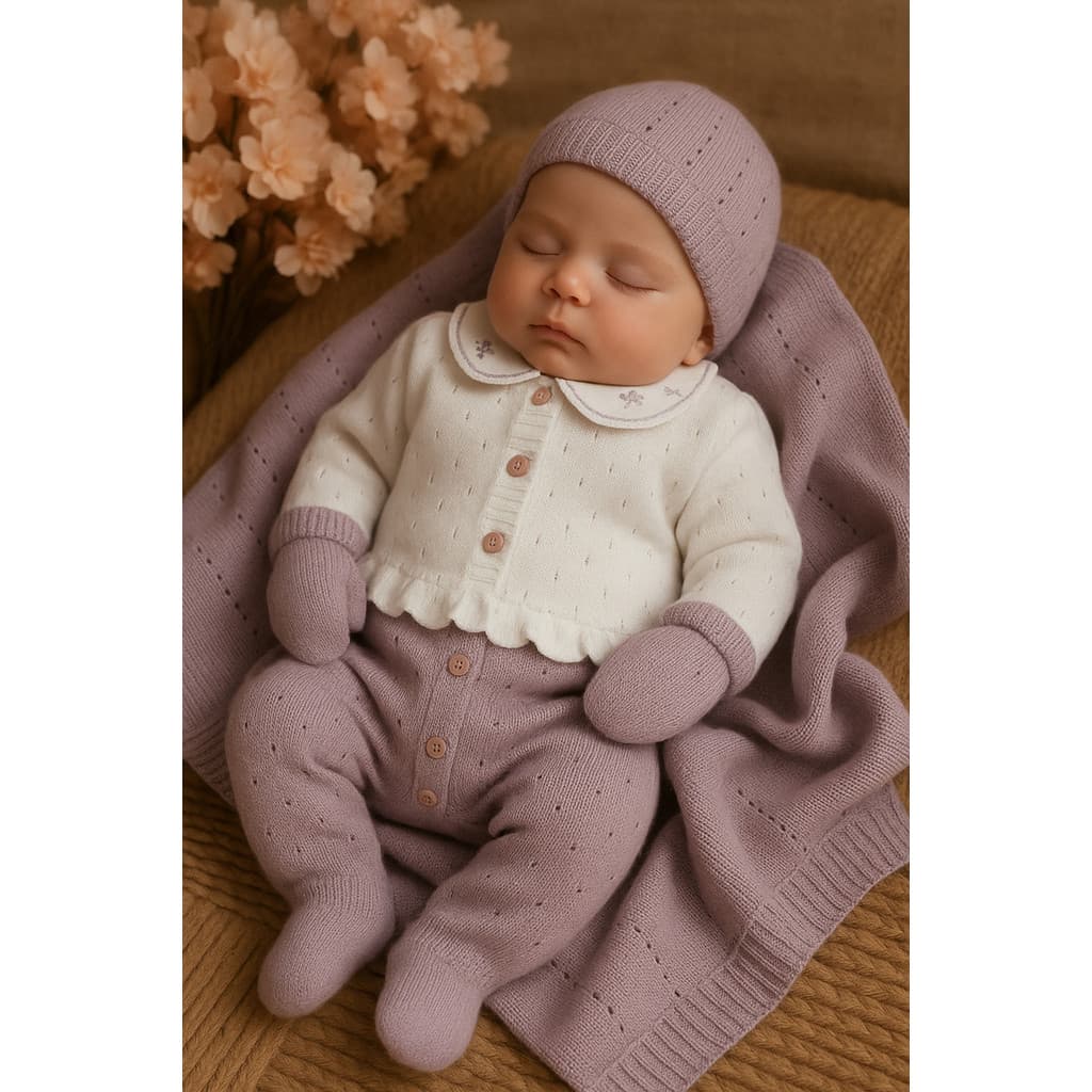 Kit Saída De Maternidade Menina Bebê Luxo Tricô Elegante