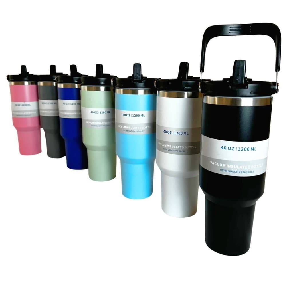 Garrafa Copo Térmico Inox 1200ml 1,2L com Bico Flip e Canudo Quente e Frio 6 Horas