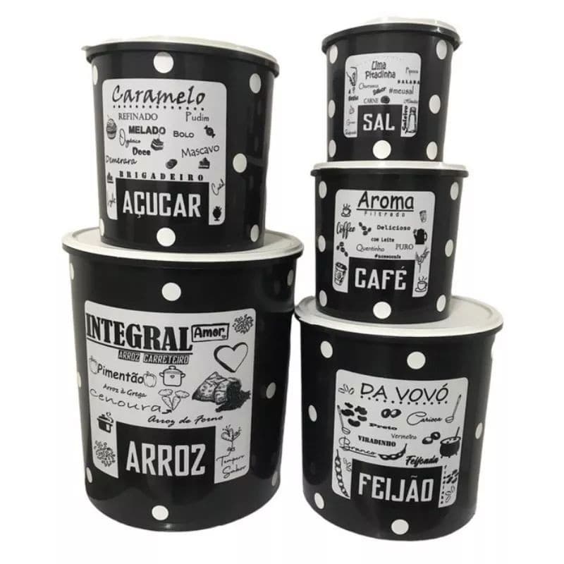 Kit mantimentos 5 peças de plástico