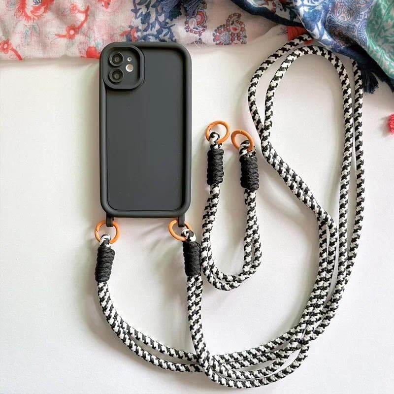 Crossbody Cinta Cordão Colar Alça De Pulso Silicone Caso Para IPhone 16 15 14 12 11 13 Pro Max XR X XS 8 7 Plus 16 Capa
