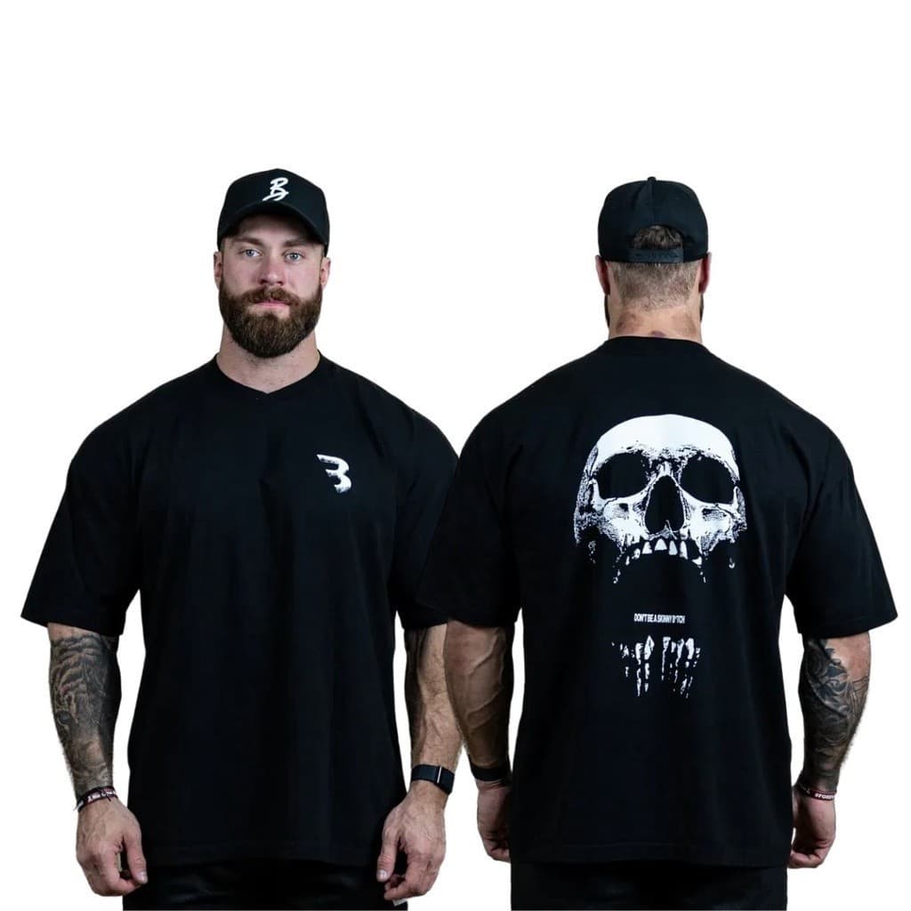 Camiseta Bum Caveira Larga Musculação Academia  Bodybuilder sized Treino Premium