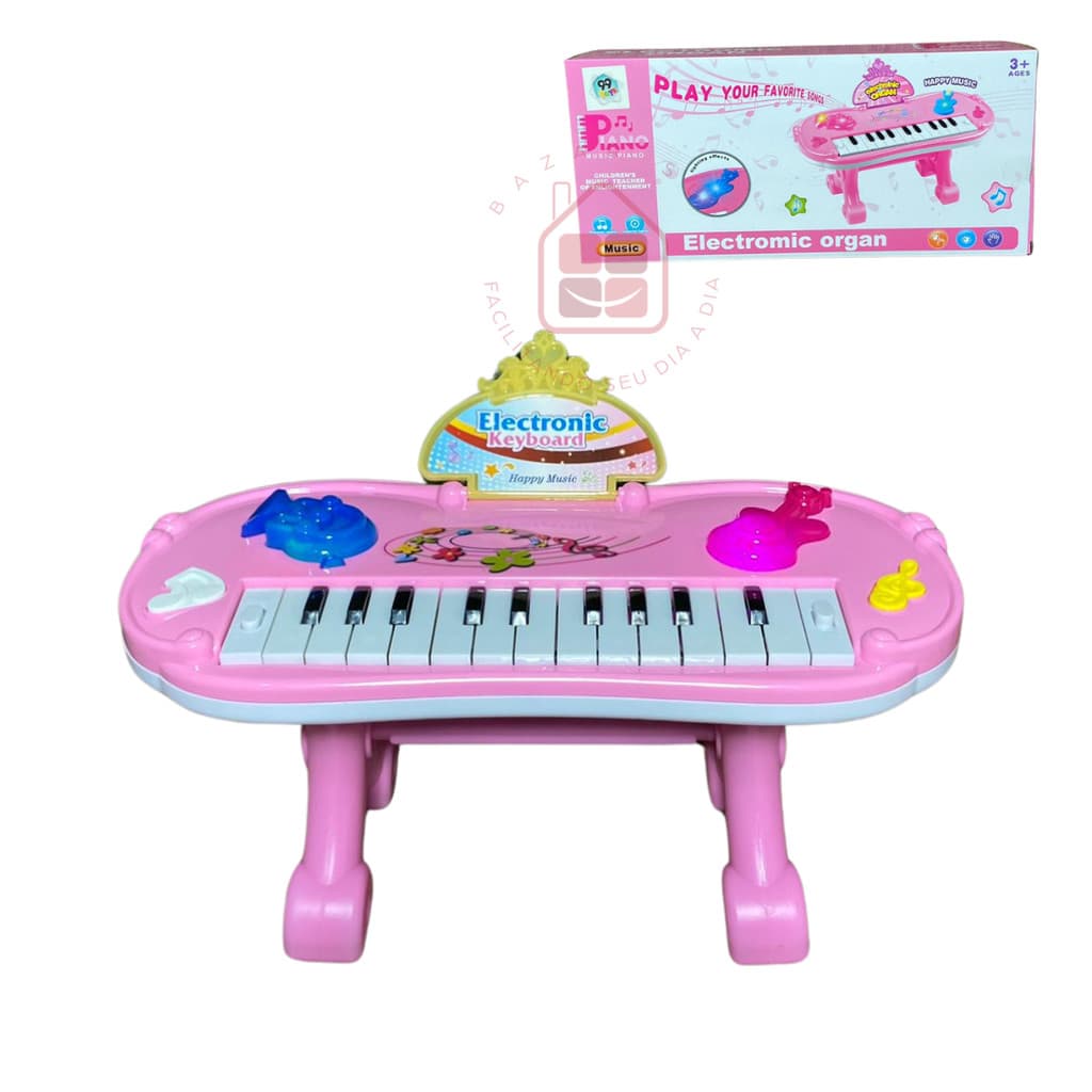 Brinquedo De Plástico  Piano Teclado Com Suporte Musical Com Luzes Coloridas  Infantil