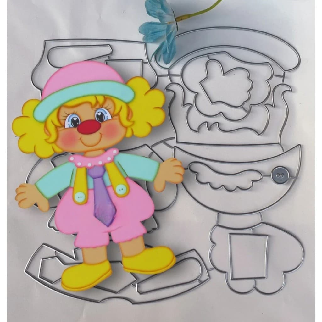 Faca De Corte E Relevo Scrapbook 25 Cm Palhaço Palhacinho Grande