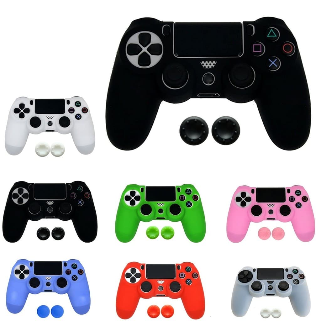 Capa Protetora Silicone Premium Controle Ps4  + Par Grips
