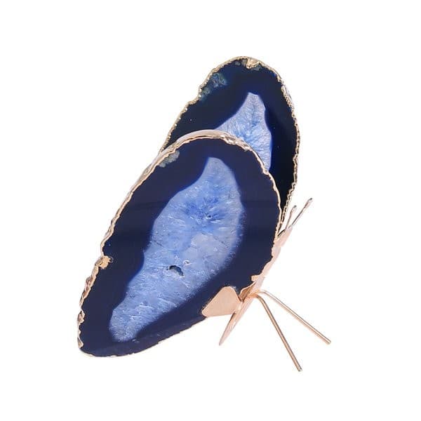 Borboleta Em Pedra Àgata Decorativa Com Ouro