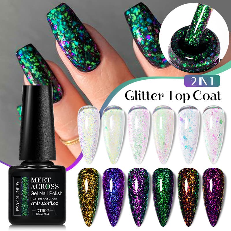MEET ACROSS 7ml Espumante Glitter Gel Reflexivo Diamante Esmalte