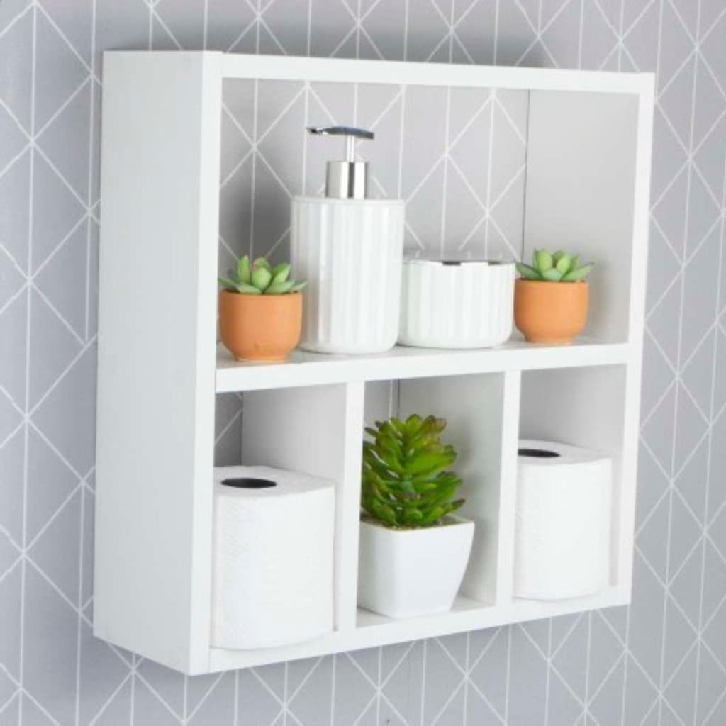 PORTA  PAPEL HIGIENICO DE BANHEIRO 40CM MDF VERSATIL BRANCO  CONJUNTO NICHO PRATELEIRA DECORATIVA MDF BRANCO