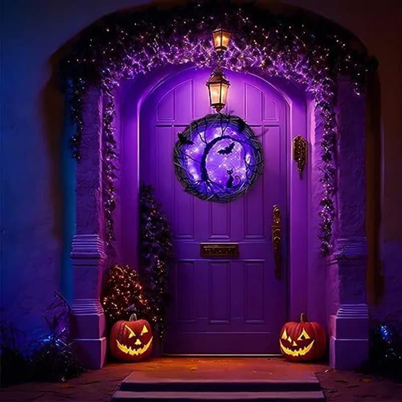 GUIRLANDA HALLOWEEN LED DECORAÇÃO FESTA MORCEGO GATO GALHOS