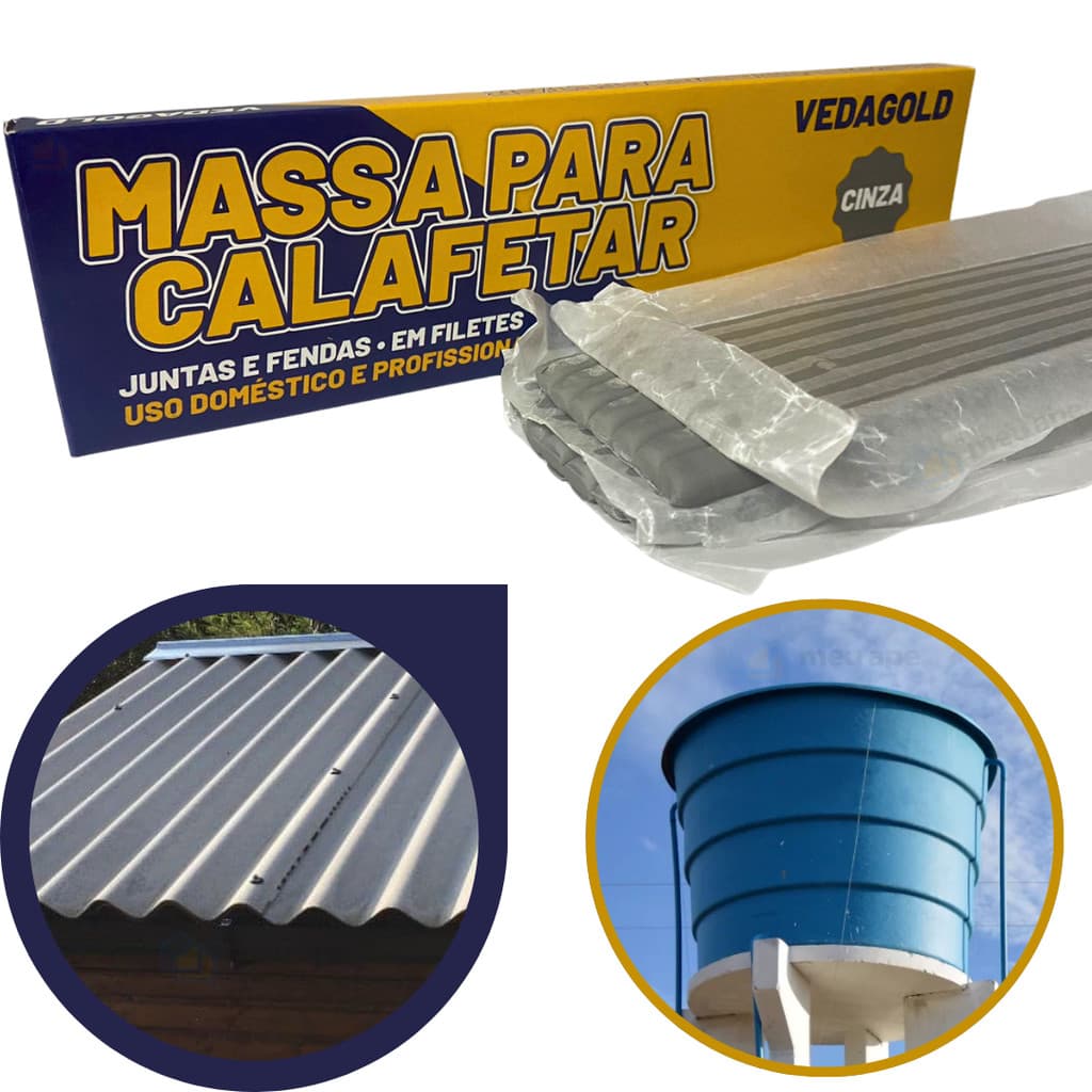 350g Massa Para Calafetar Em Filetes Profissional Impermeabilizante Box Caixa d'Água Cinza VedaGold