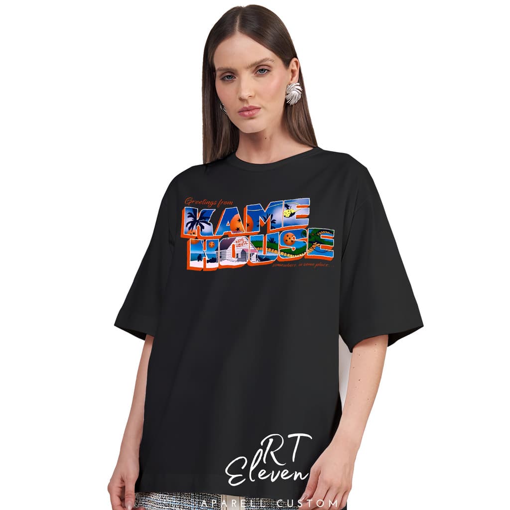Camiseta Oversized Streetwear Anime Kame House Dragon Ball Masculina e feminina 100% Algodão Malha Premium
