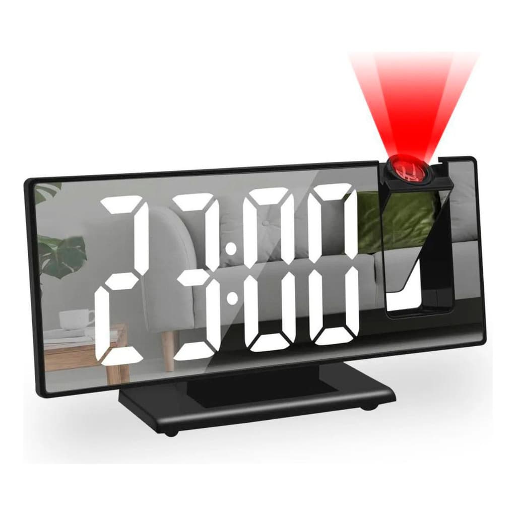 Relógio Despertador Digital Com Projetor De Hora Na Parede espelhado com grande tela de LED