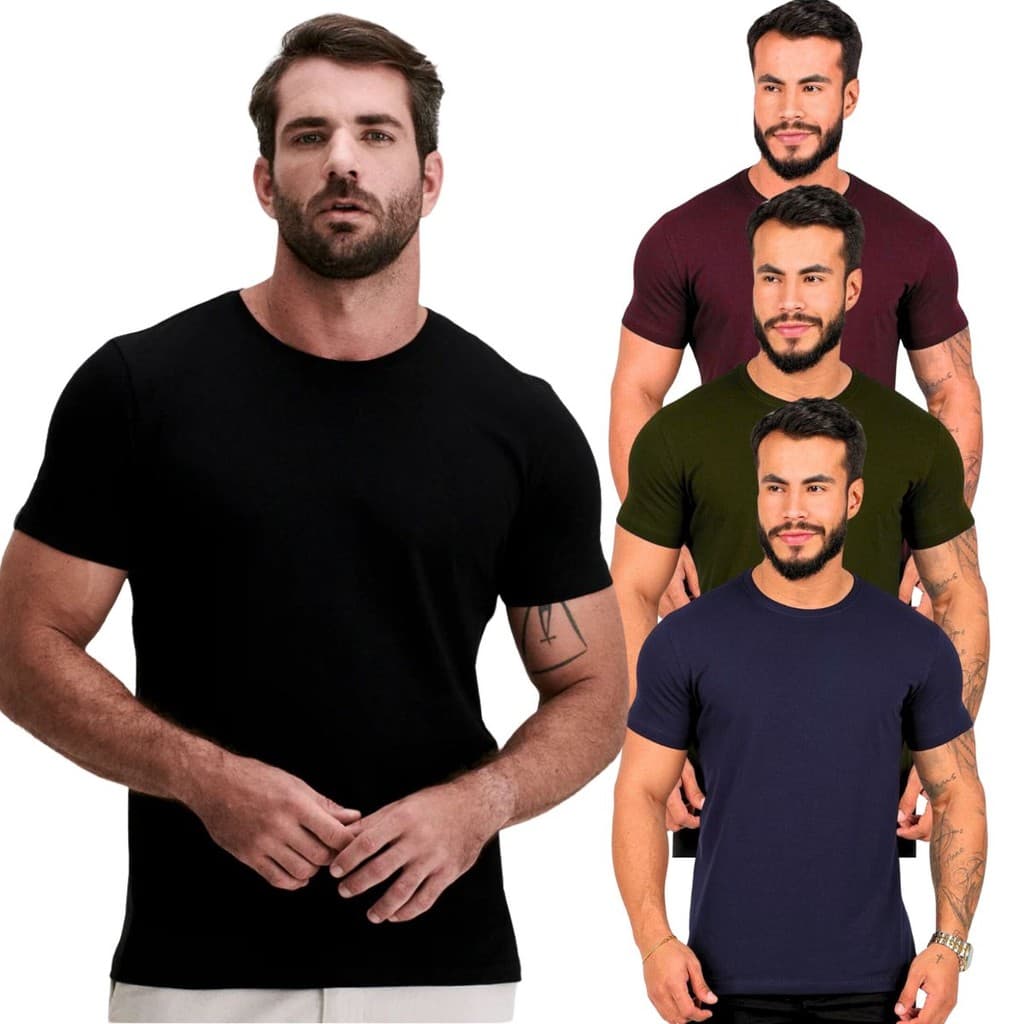 Camiseta Masculina Malha Peruana Camisa Basica Não Amarrota