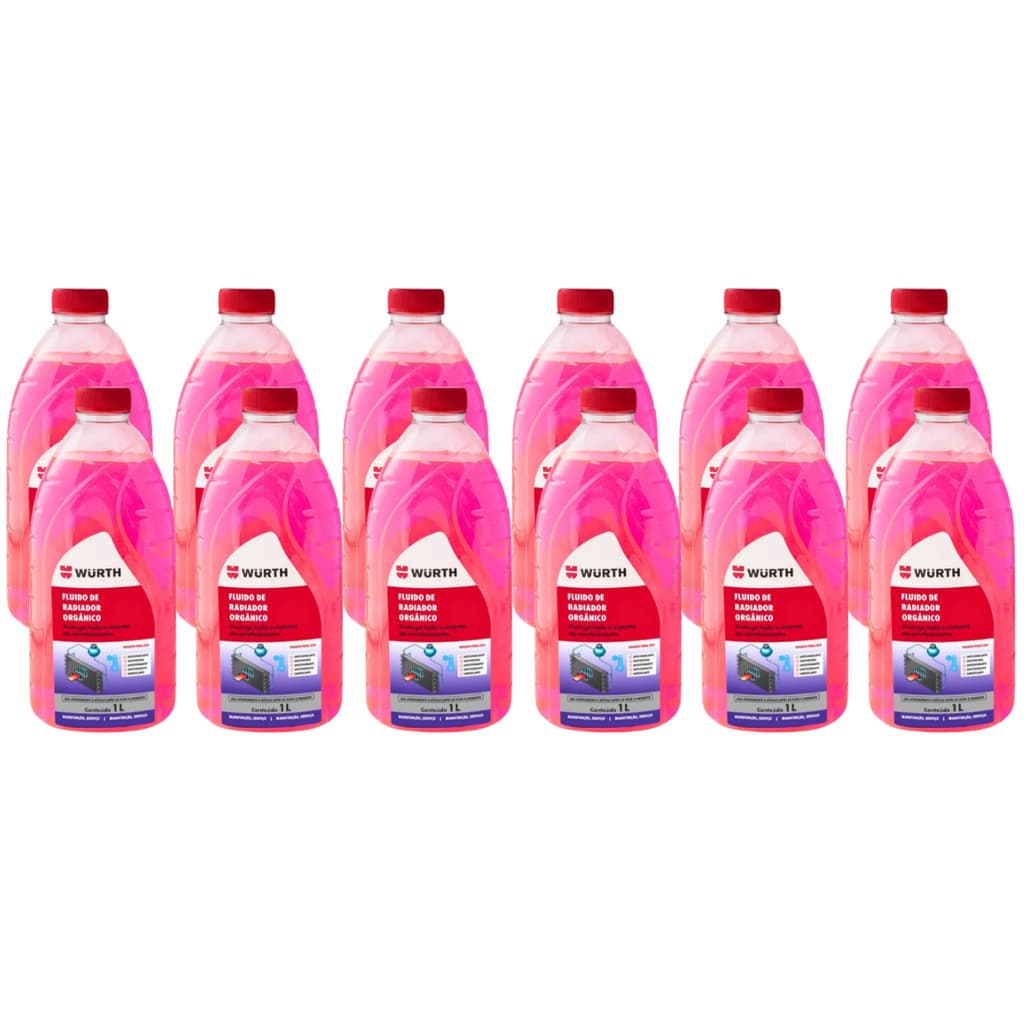Kit 12 Aditivo Rosa 1L Para Radiador Pronto Para Uso Wurth