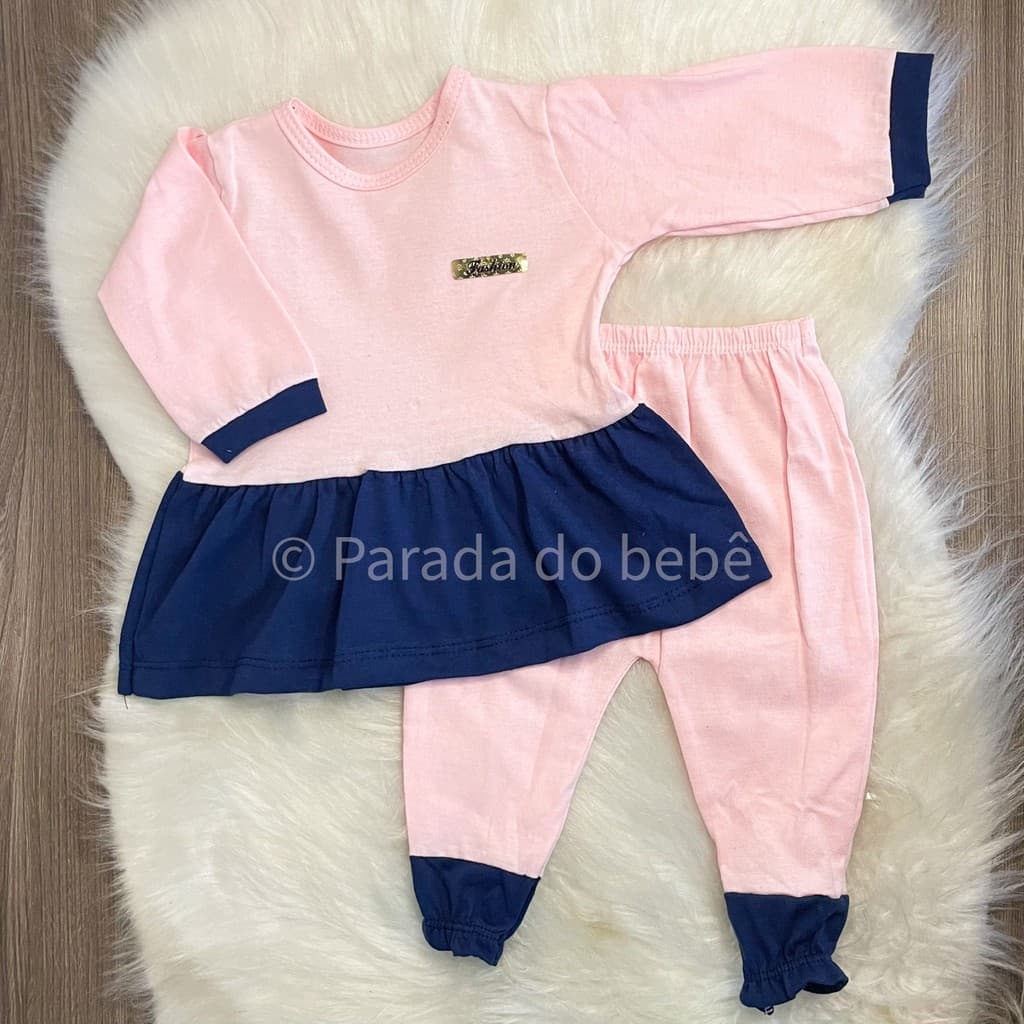 Conjunto para bebê menina Blusa manga longa e Calça