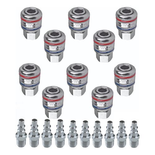 Kit 10 Engates Rápido De Ar 1/4  Fêmea + 10 Pinos Macho