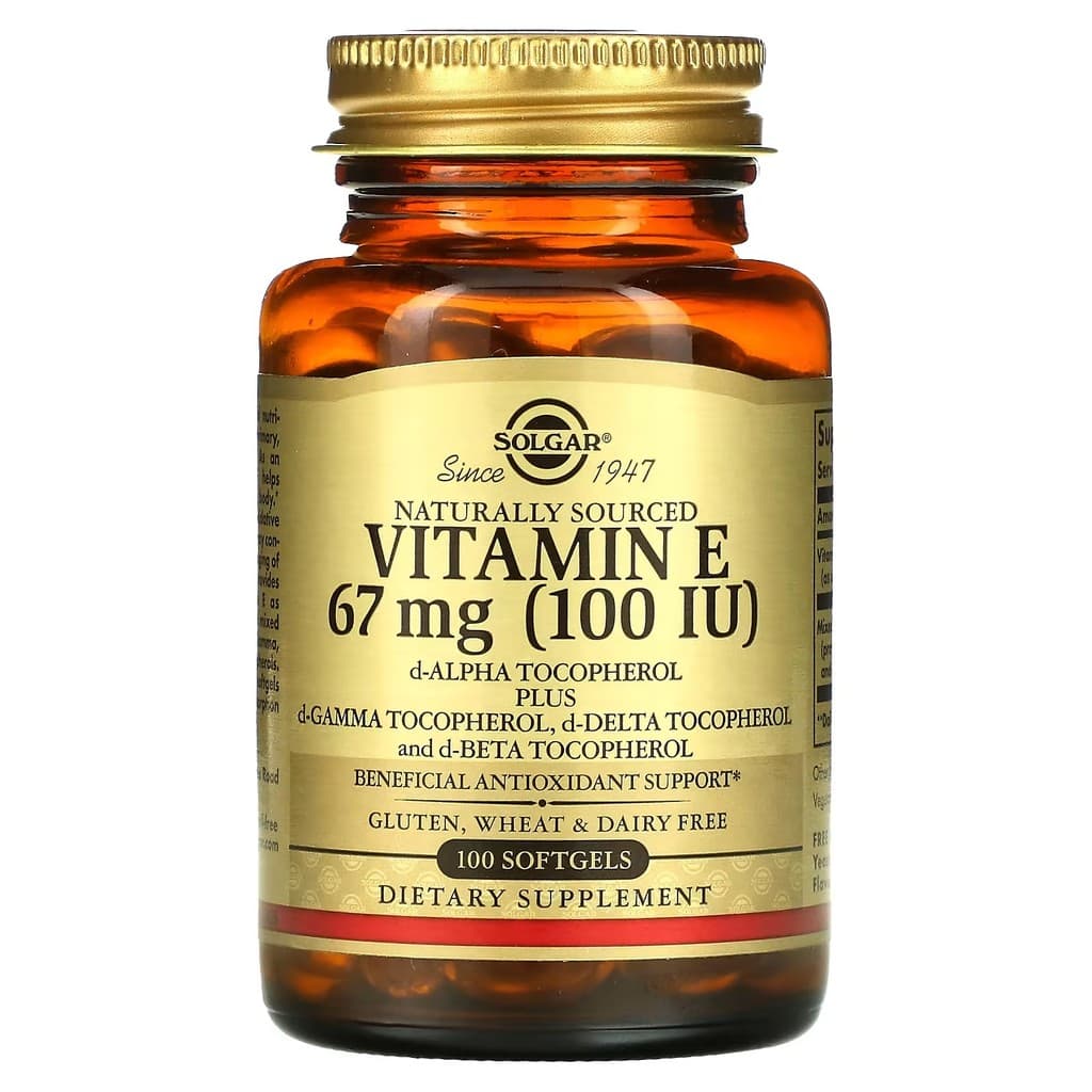 Vitamina E Origem Natural 67 Mg 100 Ui 100 Softgels Solgar