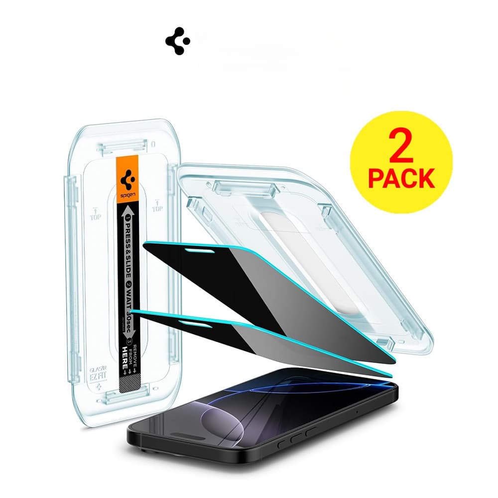 [2 Pacotes] Spigen iPhone 16 Pro Max Protetor De Tela De Privacidade Glas.tR EZ Fit Vidro Temperado 6.9 "