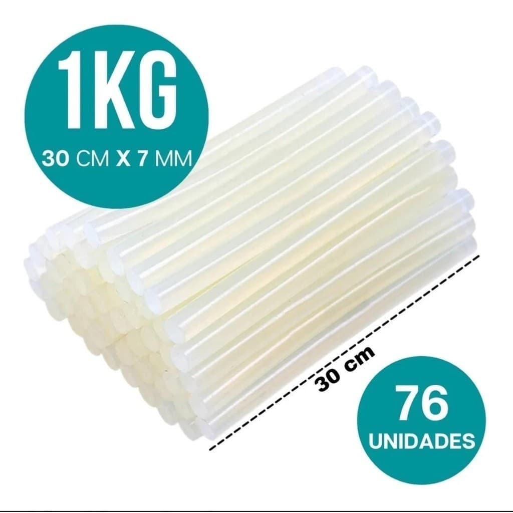 Bastão De Cola Quente 1kg Fino 30cm X 7mm 76 Unidades