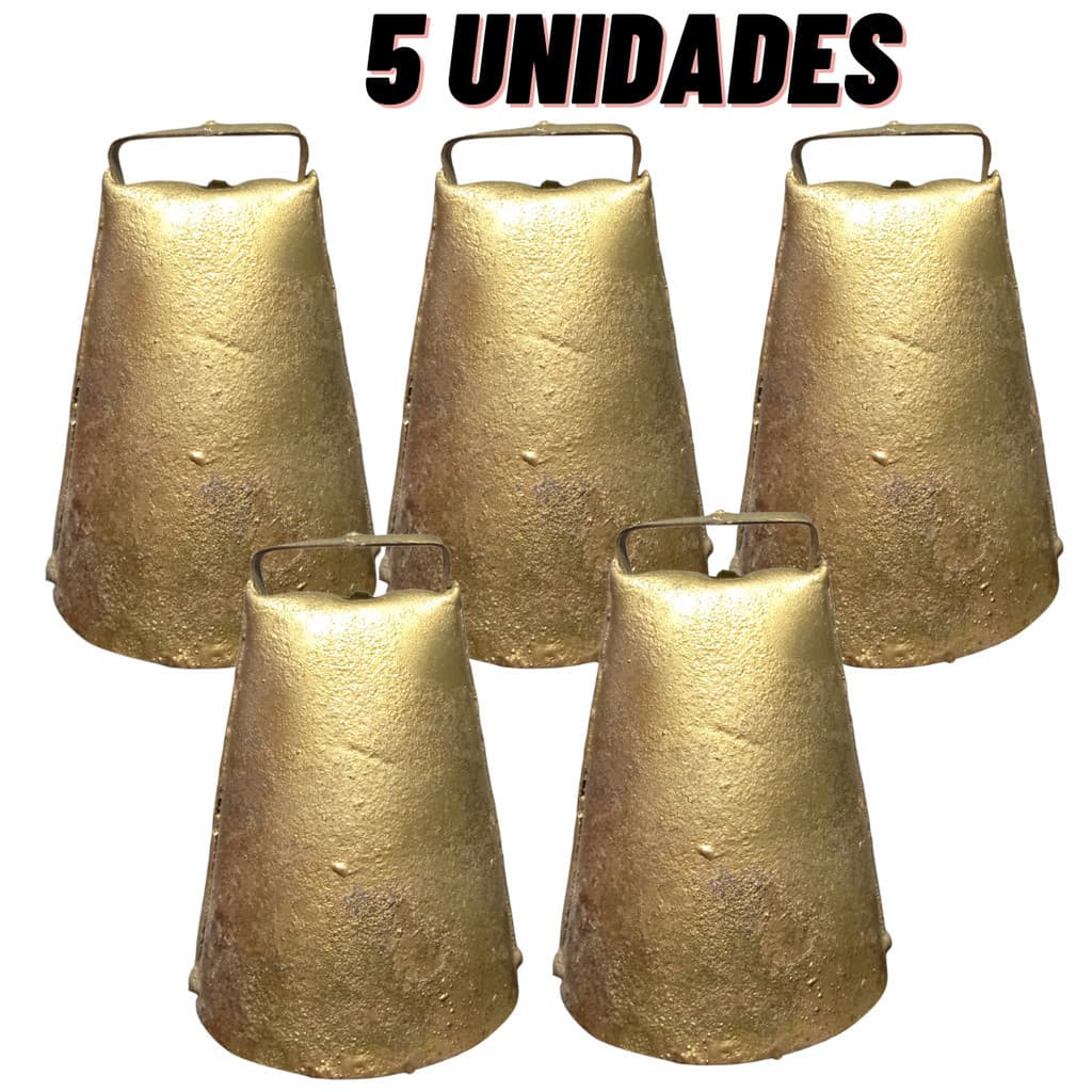 kit 5 Sino de latão Sincerro chocalho Cabras Bode Garrotes Boi grande 12 cm