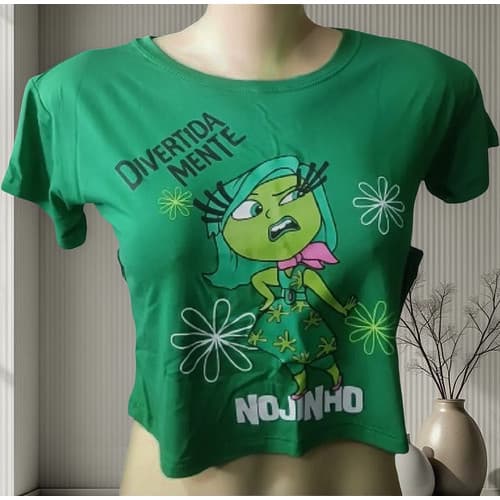 Blusa Divertidamente 2 Feminina Cropped Baby Look Personagem