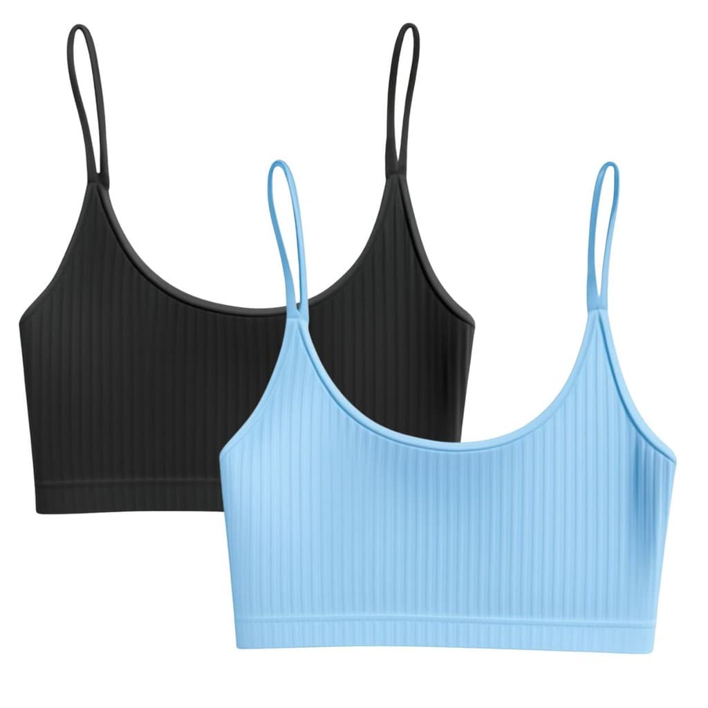 Kit 2 Top Alcinha Sem Bojo Feminino Canelado Academia Fitness Cropped Básico Confortável Liso Luxo