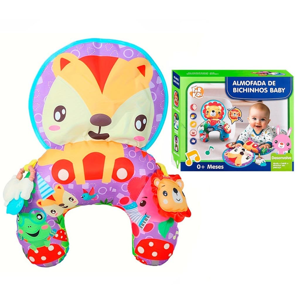 Brinquedo Sensorial Para Bebê Almofada De Bichinhos Baby Com Chocalho Divertido Macio - For Kids