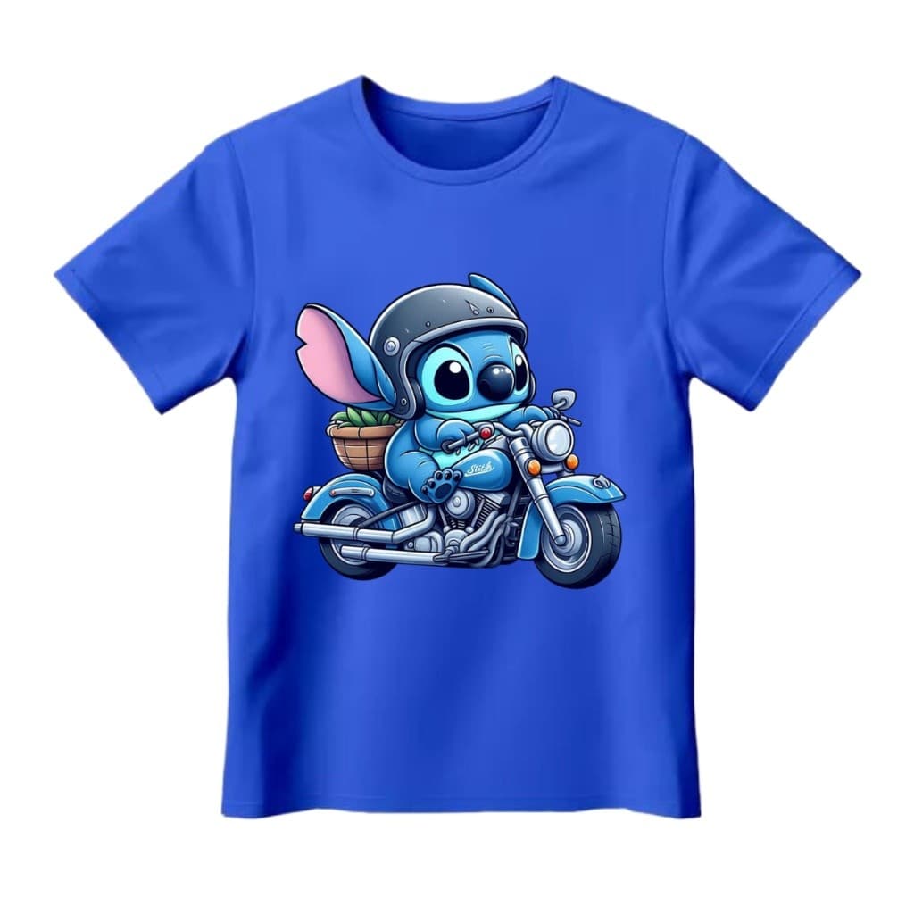 Camiseta Infantil lilo stitch Moto Unissex Camisa 100% Algodão