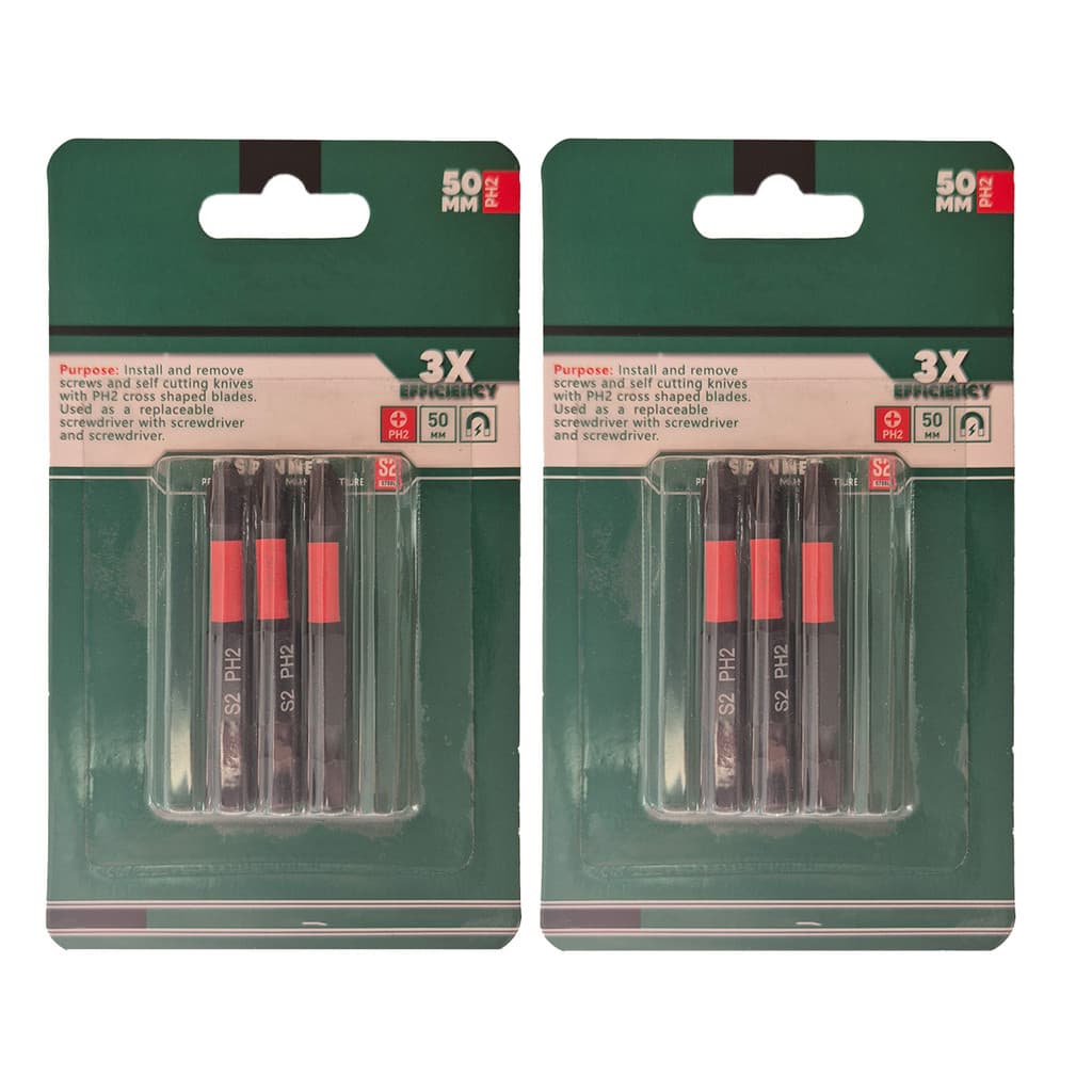 2 Jogo 3 Peças Pontas PH2 para Impacto 50mm S2 Aço