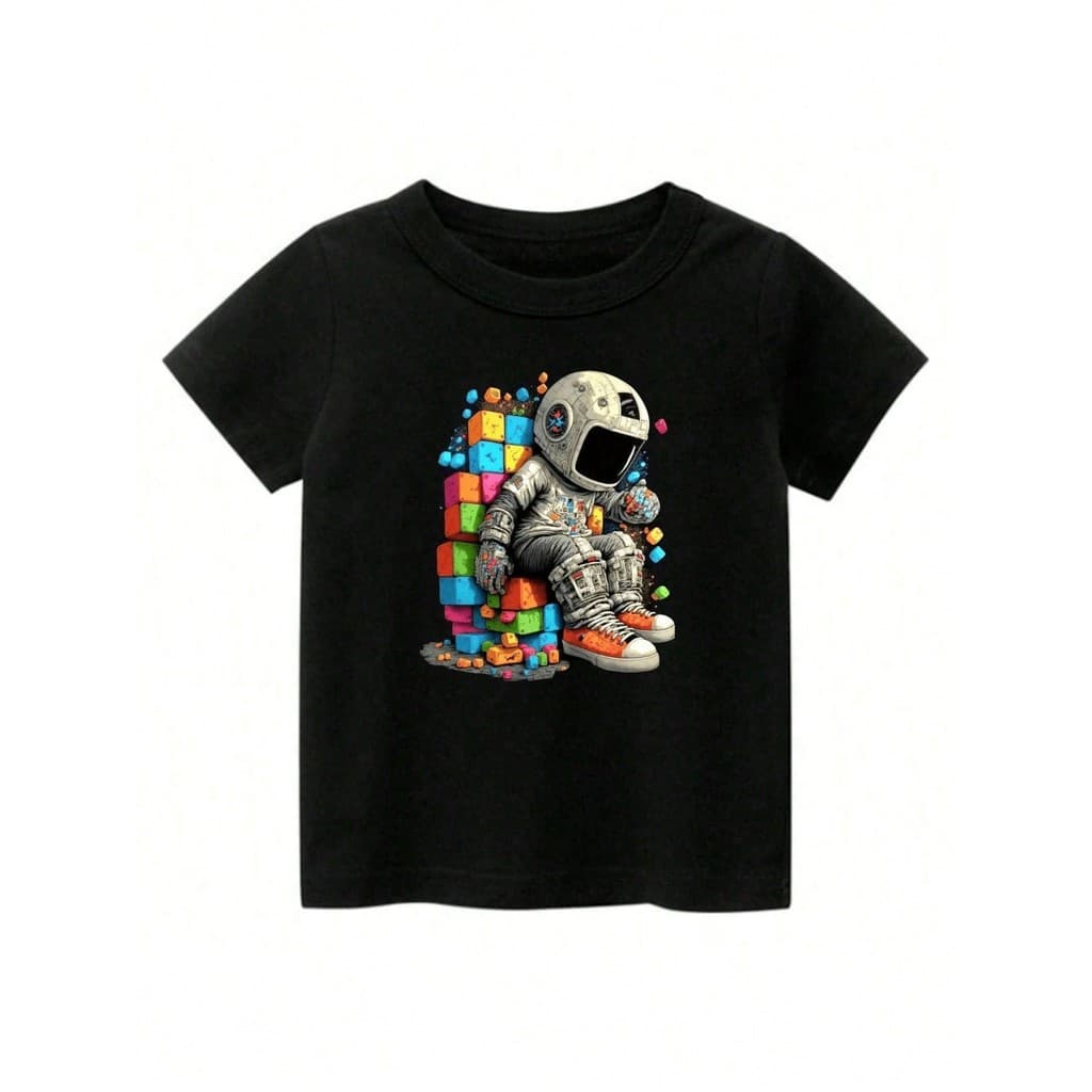 ASCamiseta Infantil Dados e robo Juvenil Manga Curta Gola Redonda 100% Algodão