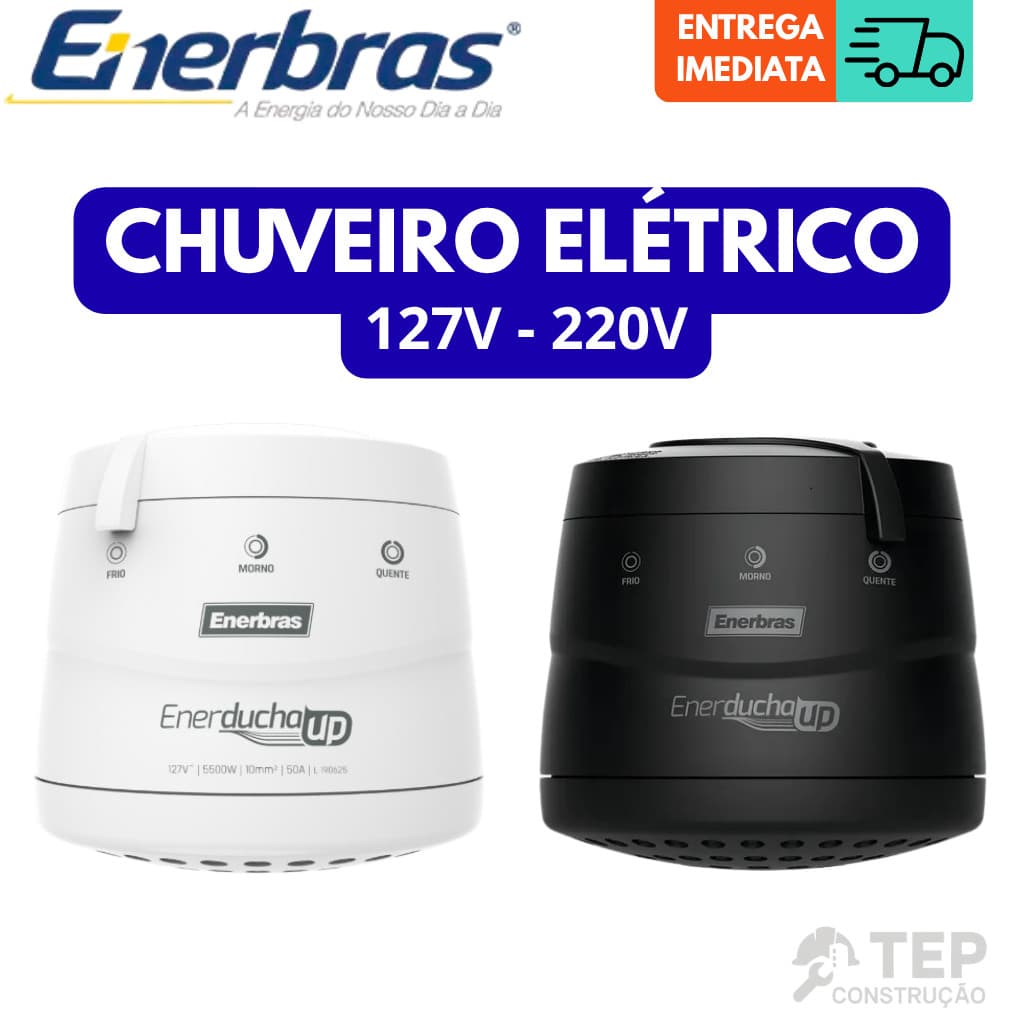 Chuveiro Eletrico 127v 220v Ducha Branco Preto Eletrico Enerducha Up 3 Temperaturas Enerbras 5500w