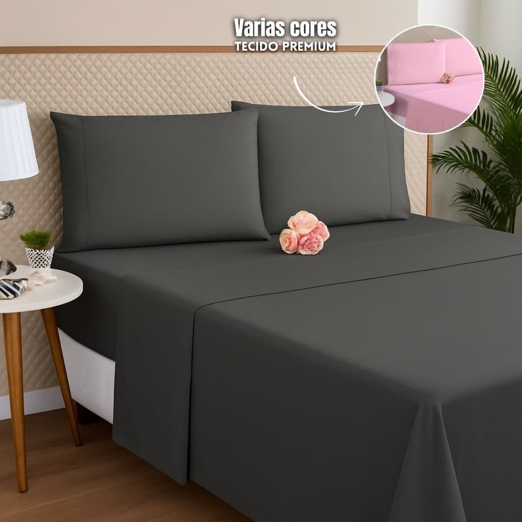 Kit Jogo de Lençol Percal 3 Peças 400 Fios Solteiro Casal Queen King Elástico Fronhas Ponto Palito Toque Suave Conforto