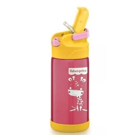 Copo Térmico Garrafa Infantil aço inox 400 ML com canudo Ficher Price Menina