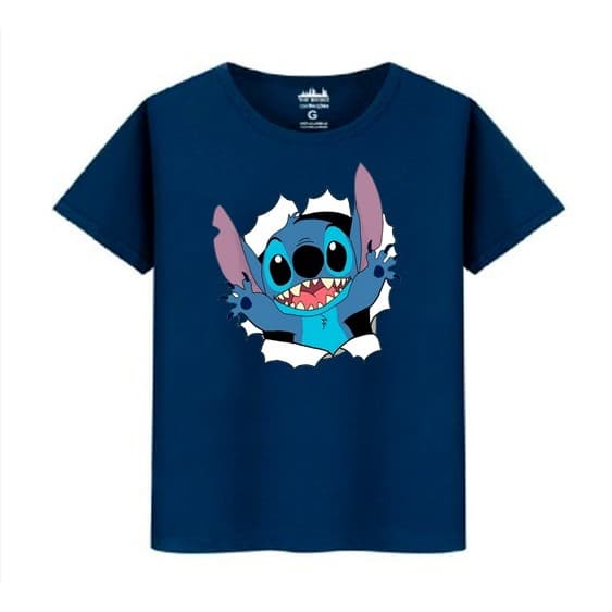 Camiseta Infantil Stitch Desenho Estampada Camisa Adulto Algodão Premium