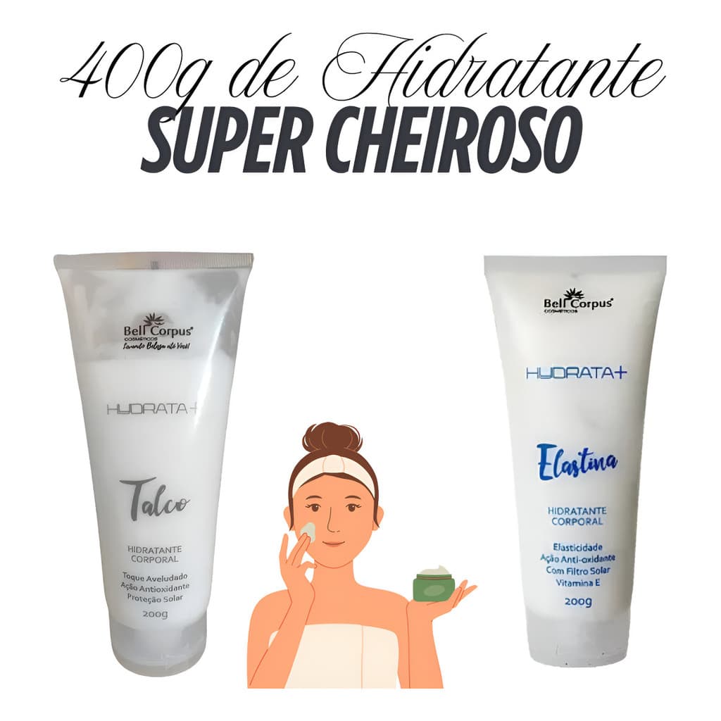 2x Cremes Hidratantes Talco/elastina Cheiroso E Pele Sedosa
