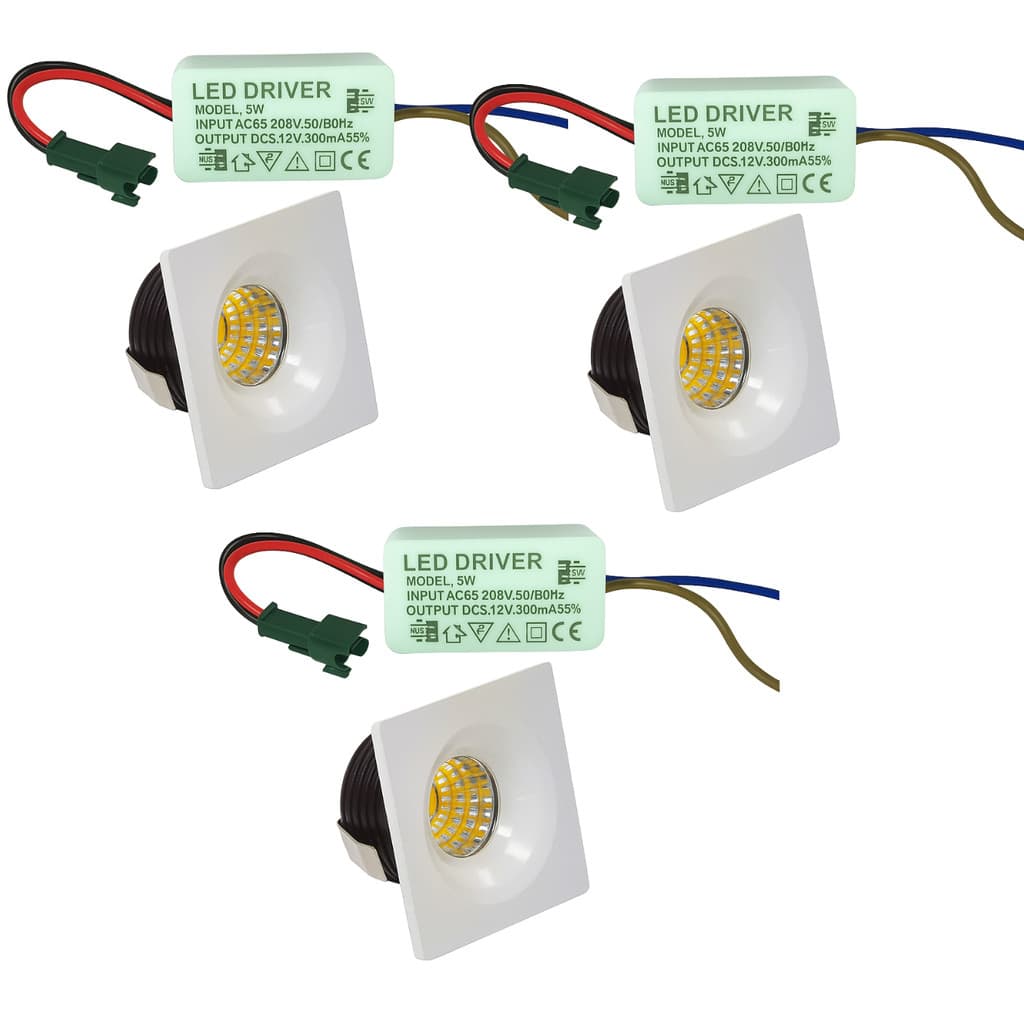 KIT 03 MINI SPOT LED 3W QUADRADO EMBUTIR BRANCO QUENTE 3000K MINI LASER PARA TETO MOVEIS PLANEJADOS