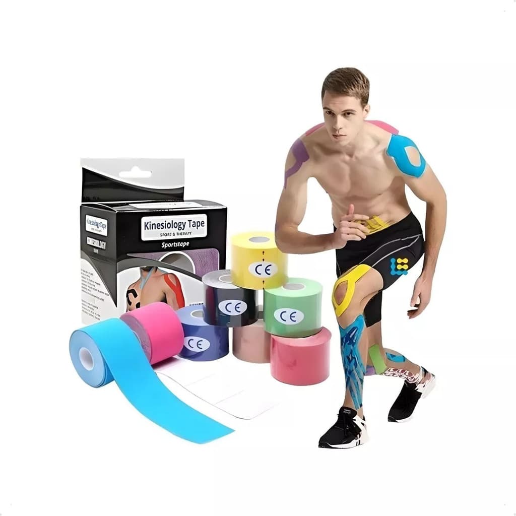 Fita Knesio Tape Bandagem adesiva funcional alivia a dor Bandagem Elástica 5cm X 5m - Fita Fisioterapia Ortopedia