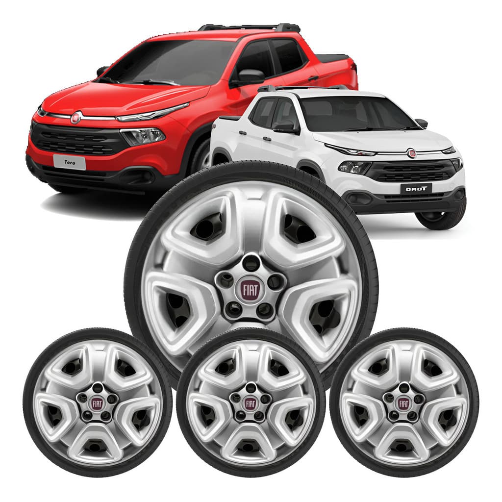 Jogo Calota Aro 16 Fiat Toro 2016 2017 2018 + Emblema