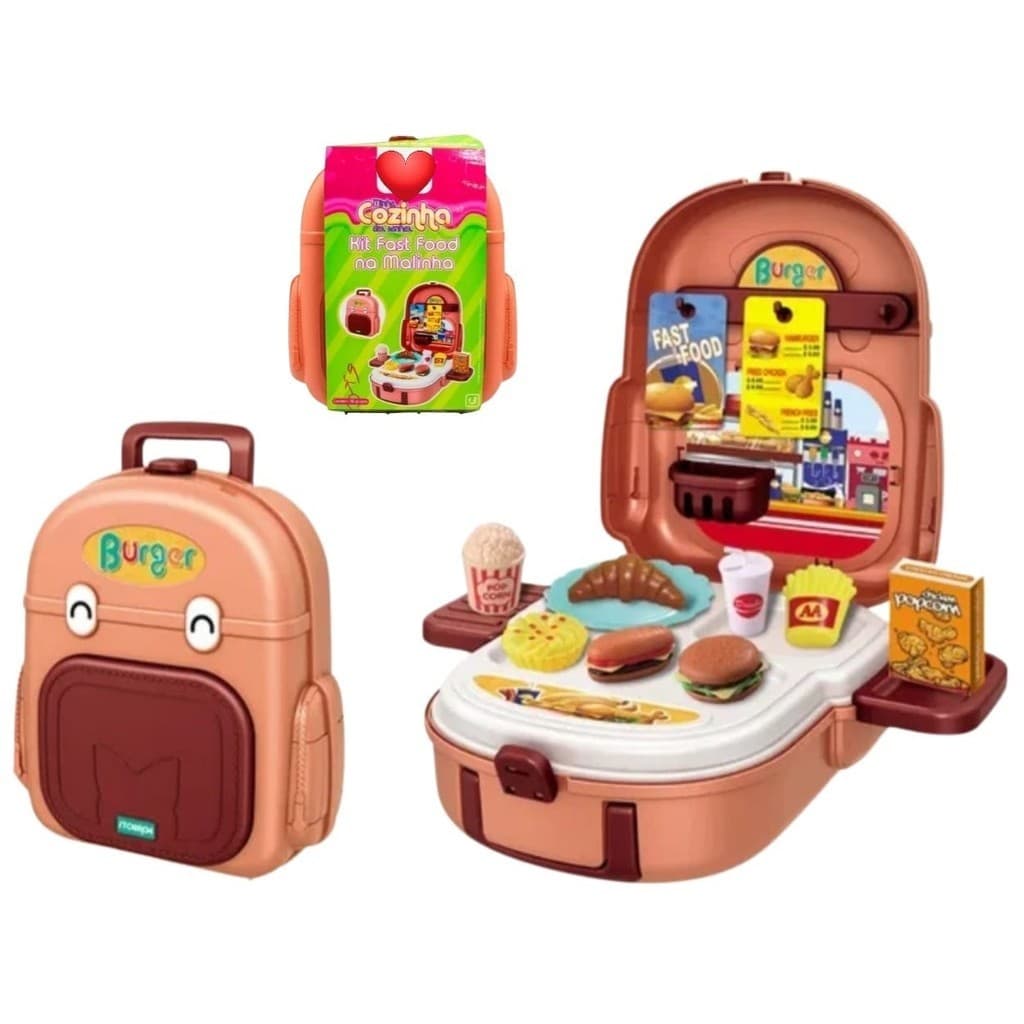 Kit Hamburguer Fast Food Brinquedo Infantil Maleta Lanche Hamburgueria comidinha Criança
