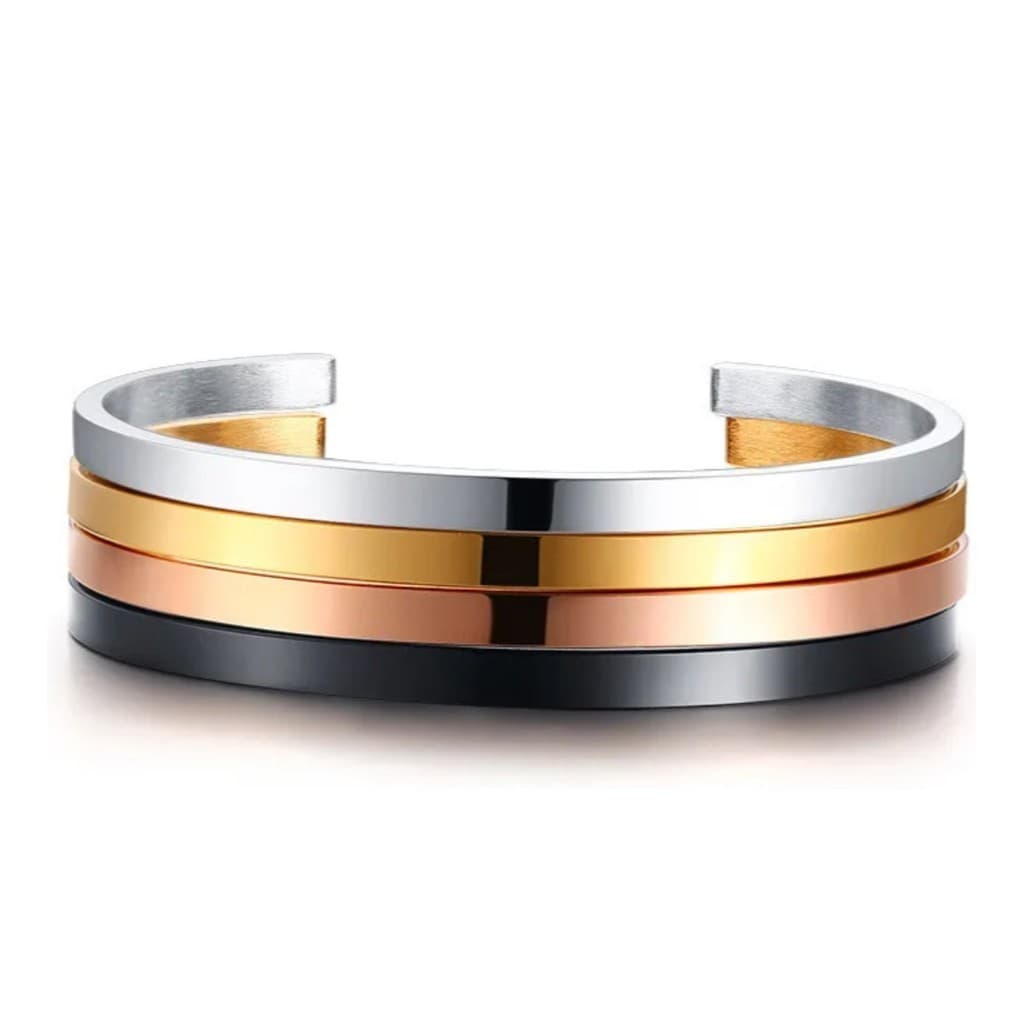 Pulseira Masculina Titânio Bracelete Inoxidável Ajustável