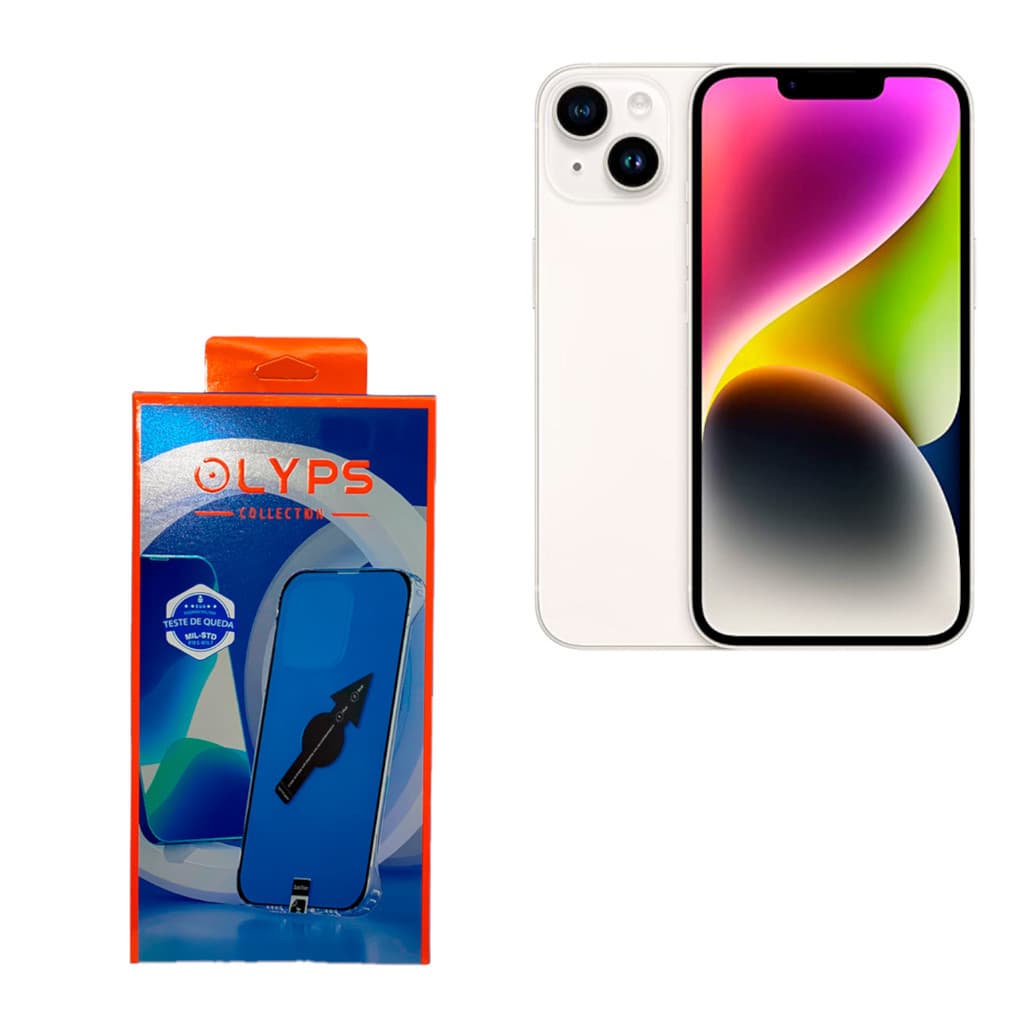 Capa Olyps Acrílico Transparente Com Película Linha Iphone 14