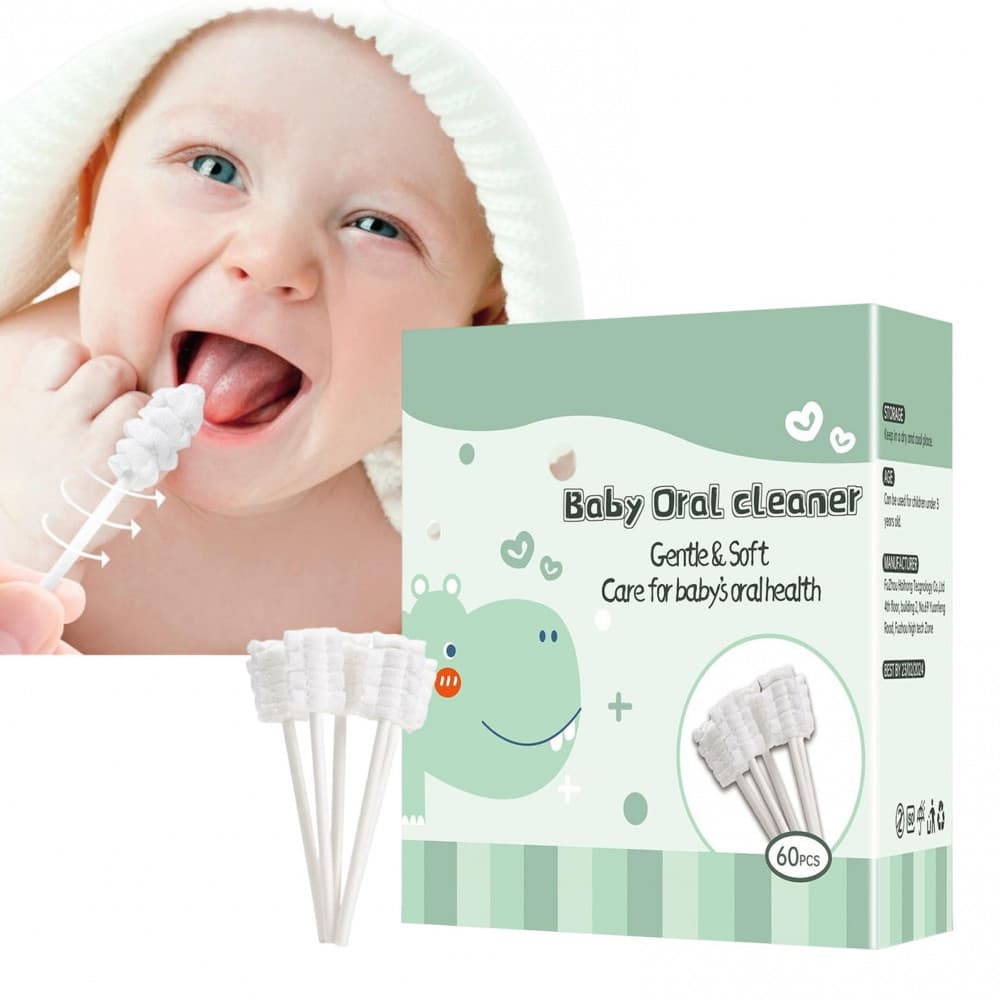Limpador Bucal Para Bebê 60PCS Descartável Bastão De Limpeza Oral Flexível Escova De Dentes E Cuidados Com A Língua