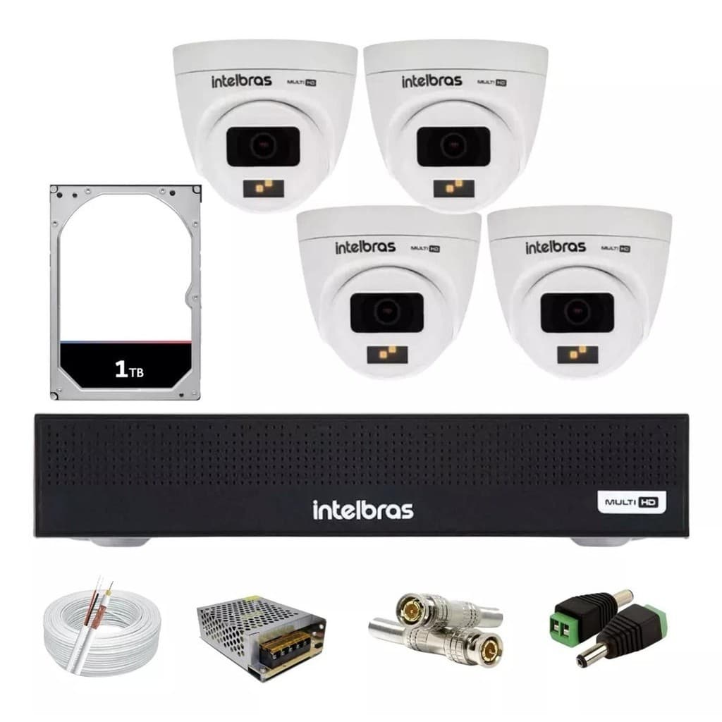 Kit Intelbras 4 Vhd 1120d Full Color, Dvr Mhdx 1104-C,Hd 1tb