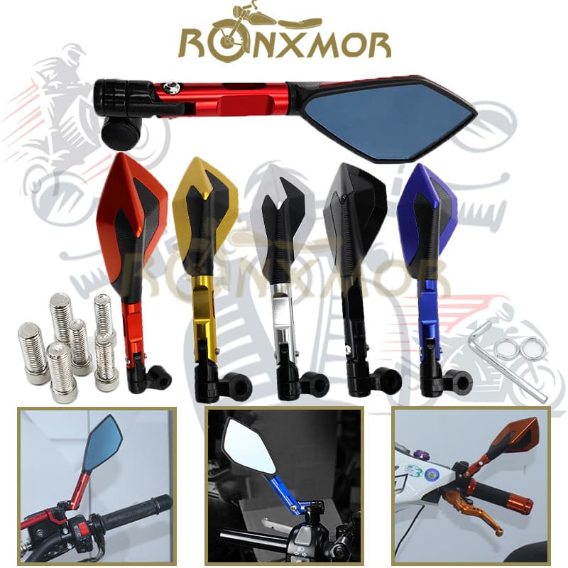 RONXMOR 2 Pcs Universal Motocicleta Espelho Retrovisor moto CNC Lateral Para 125 Carro Esportivo Mavericks Liga De Alumí