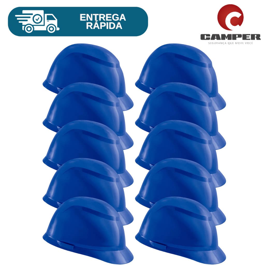 Kit 10 Capacete Segurança C/ Carneira Obra Proteção Trabalho Epi Eletricista Engenheiro Avant Camper