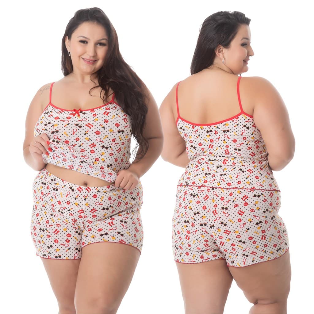 Short Doll Baby Doll Plus Size de Liganete XGG Estampado