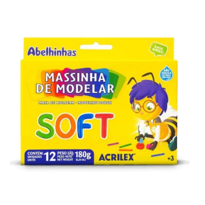 Massinha Soft Conjunto com 12 Cores Acrilex 180g
