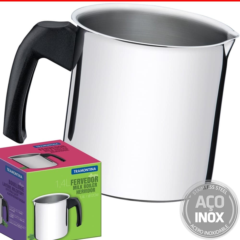 Caneca Fervedor Leiteira Aço Inox Tramontina 1,4l Ø12cm