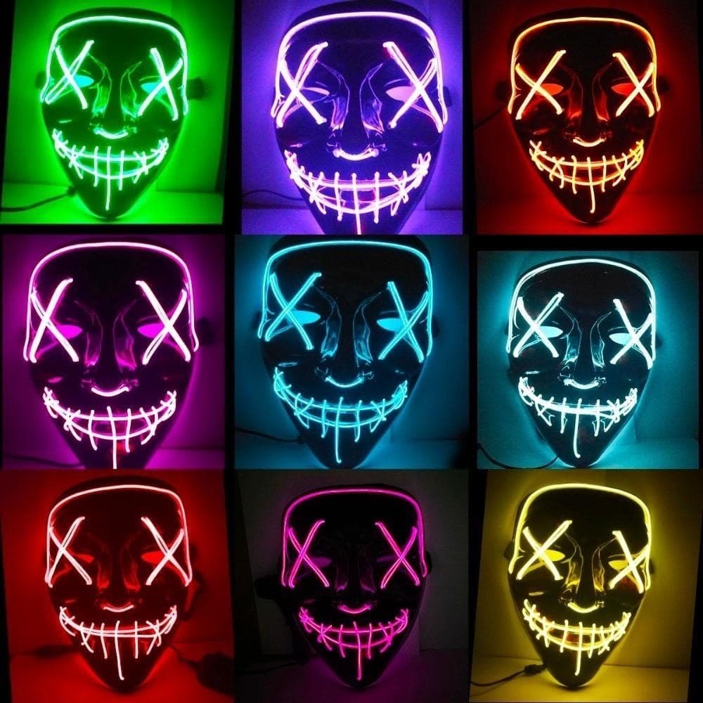 Máscara LED De Halloween Festa Neon Luz Luminosa