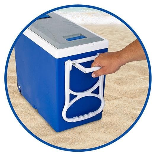 Super Caixa Térmica Cooler  Prático Com Rodinhas 32 Litros Azul Arqplast