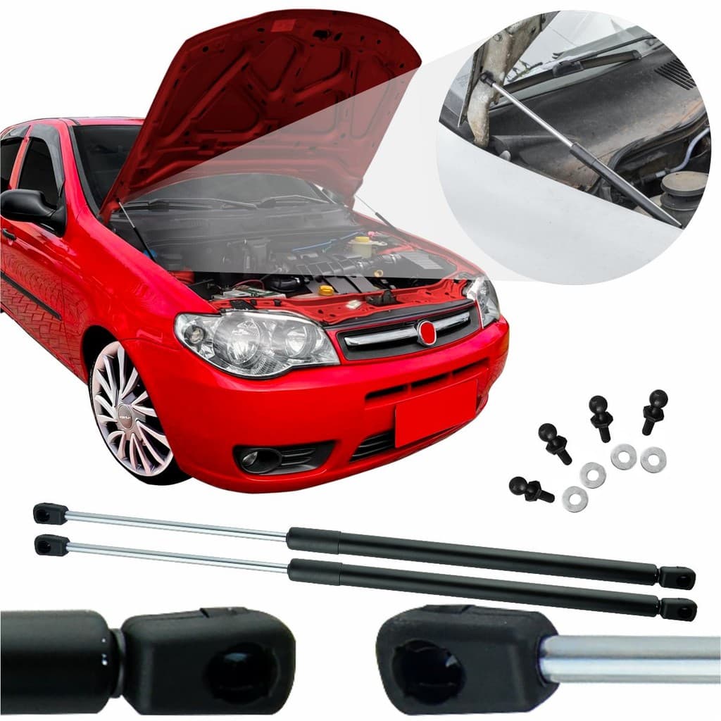 Kit Adaptação Amortecedor Duplo Capô Palio Weekend Strada Siena G3 Elimina vareta